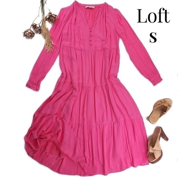 🔴 Loft Pink Maxi Dress Size S - Picture 1 of 14